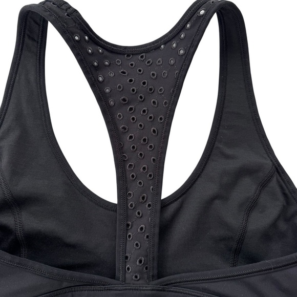 Lululemon Ornate Bra Racer Back Embroidered Eyelet Sports Bra Black Size 6 - Picture 7 of 11